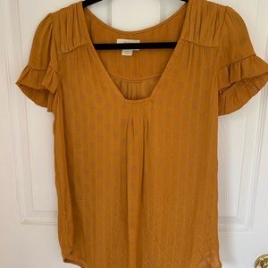 Anthropologie Maeve Gold Mustard Textured Blouse